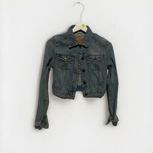 HOLLISTER Vintage Button Down Cotton Light Wash Denim Jean Jacket Women's Size S